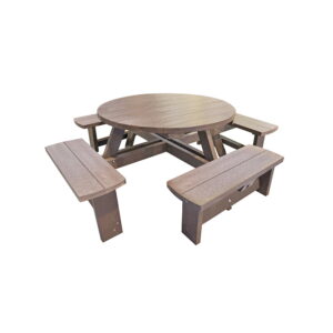 brown junior hatfield round picnic table